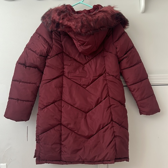 NEW Jessica Simpson Merlot Faux-Fur Trim Hooded Puffer Jacket Women’s Size Small - Picture 11 of 14